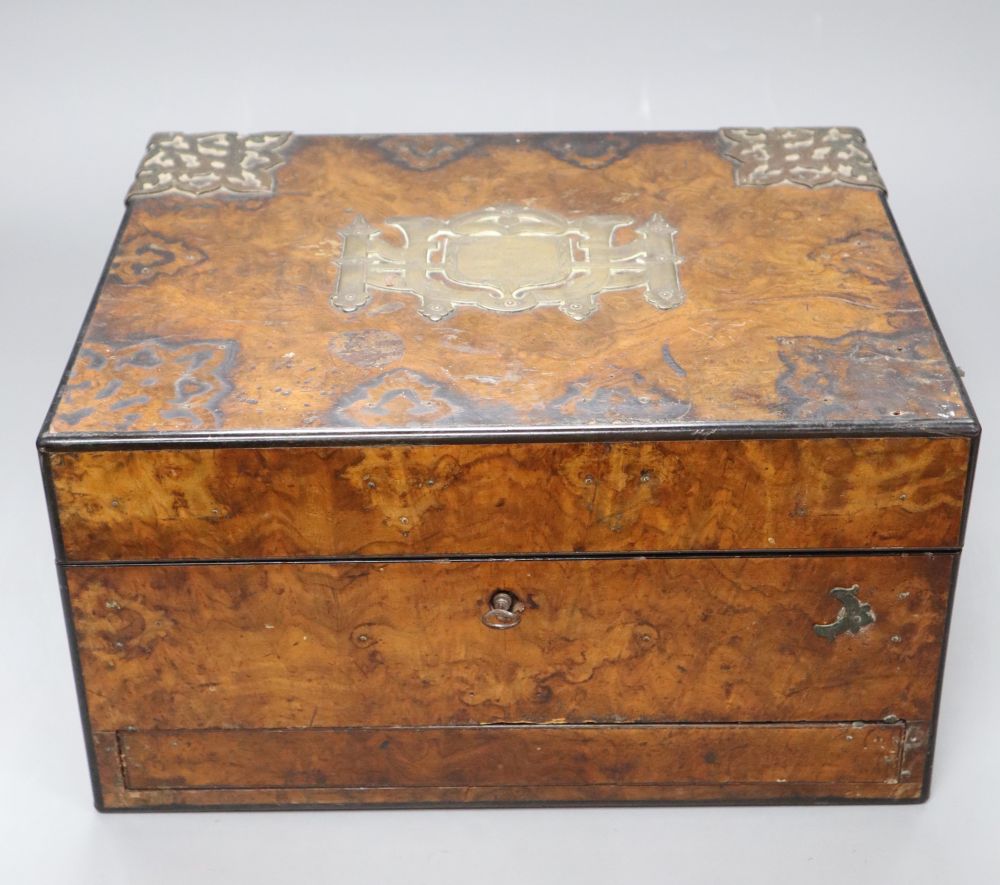 A Victorian walnut brass-mounted box